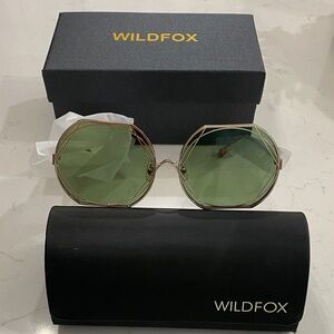 Wildfox Gold Frame Sunglasses with Green Lenses